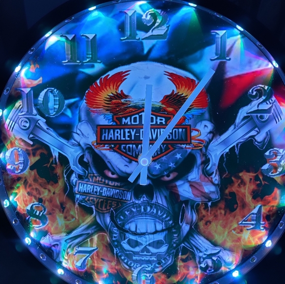 Harley Davidson skull 12" led clock - Picture 7 of 10